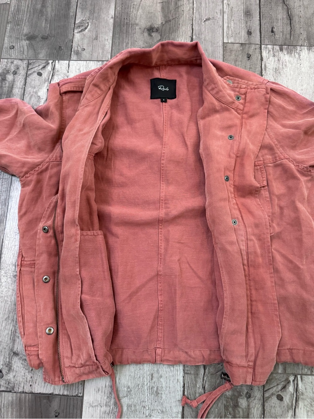 Rails Collins Jacket Women Small Full Zip Snaps Lyocell Linen Brick Color - Picture 8 of 12